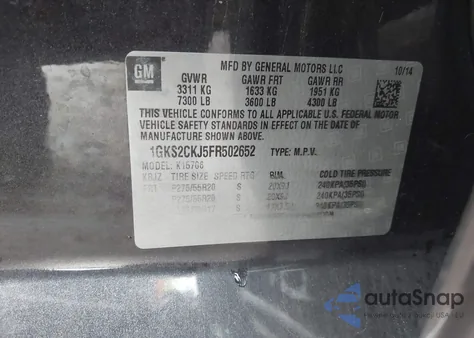 2015 GMC Yukon Denali z USA, uszkodzony, nr VIN 1GKS2CKJ5FR502652